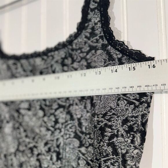 Cache Black Floral Jacquard Corset Tank Top L Lace Trim Y2K Whimsigoth VTG - Picture 5 of 9